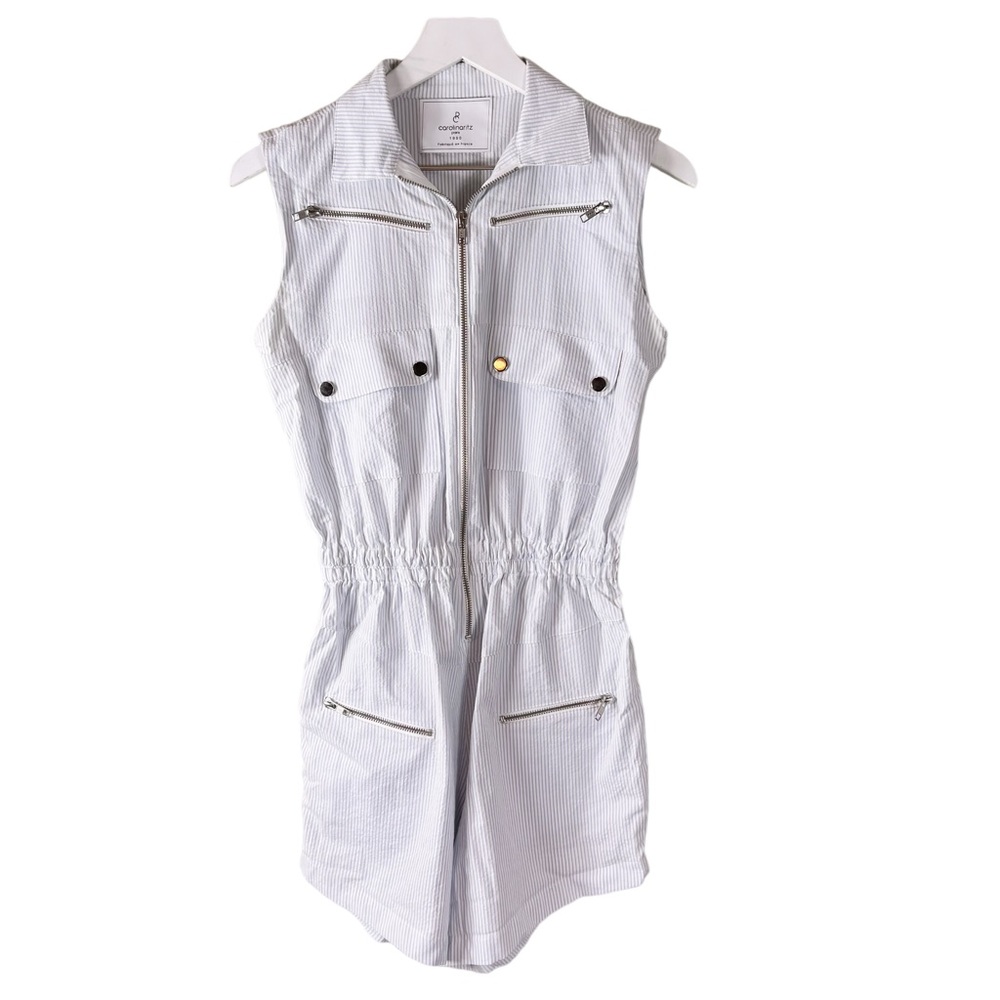 Carolina Ritzler Striped Seersucker Jumpsuit Shorts Carolina Ritz‎ 1990 Paris 38